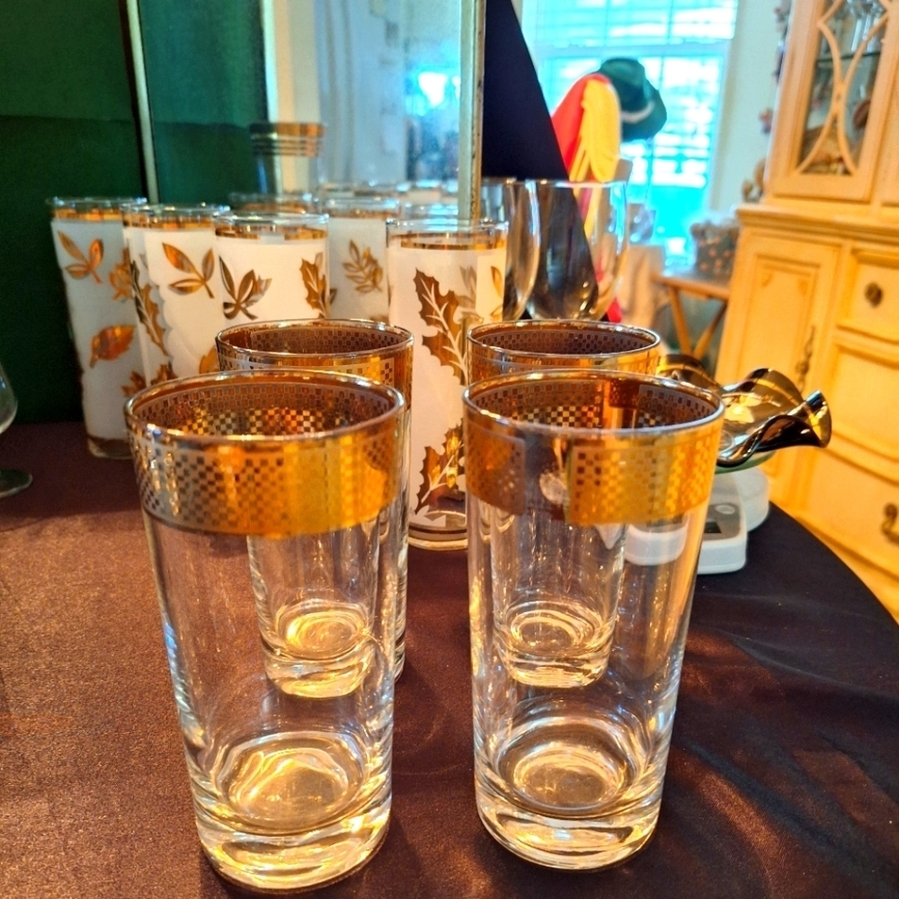 Highball 4 glasses Gold leaf